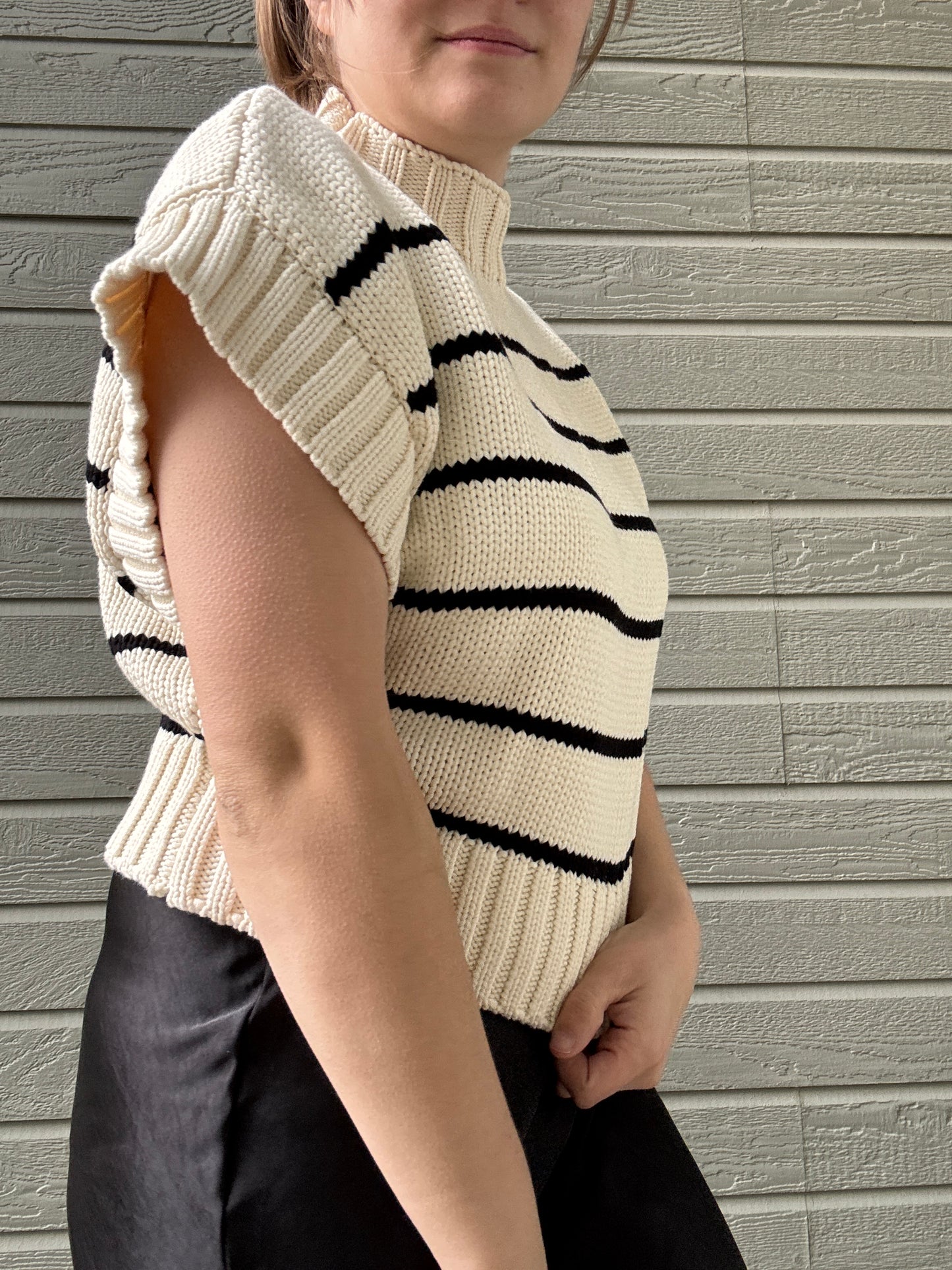 Striped Short Sleeve Sweater