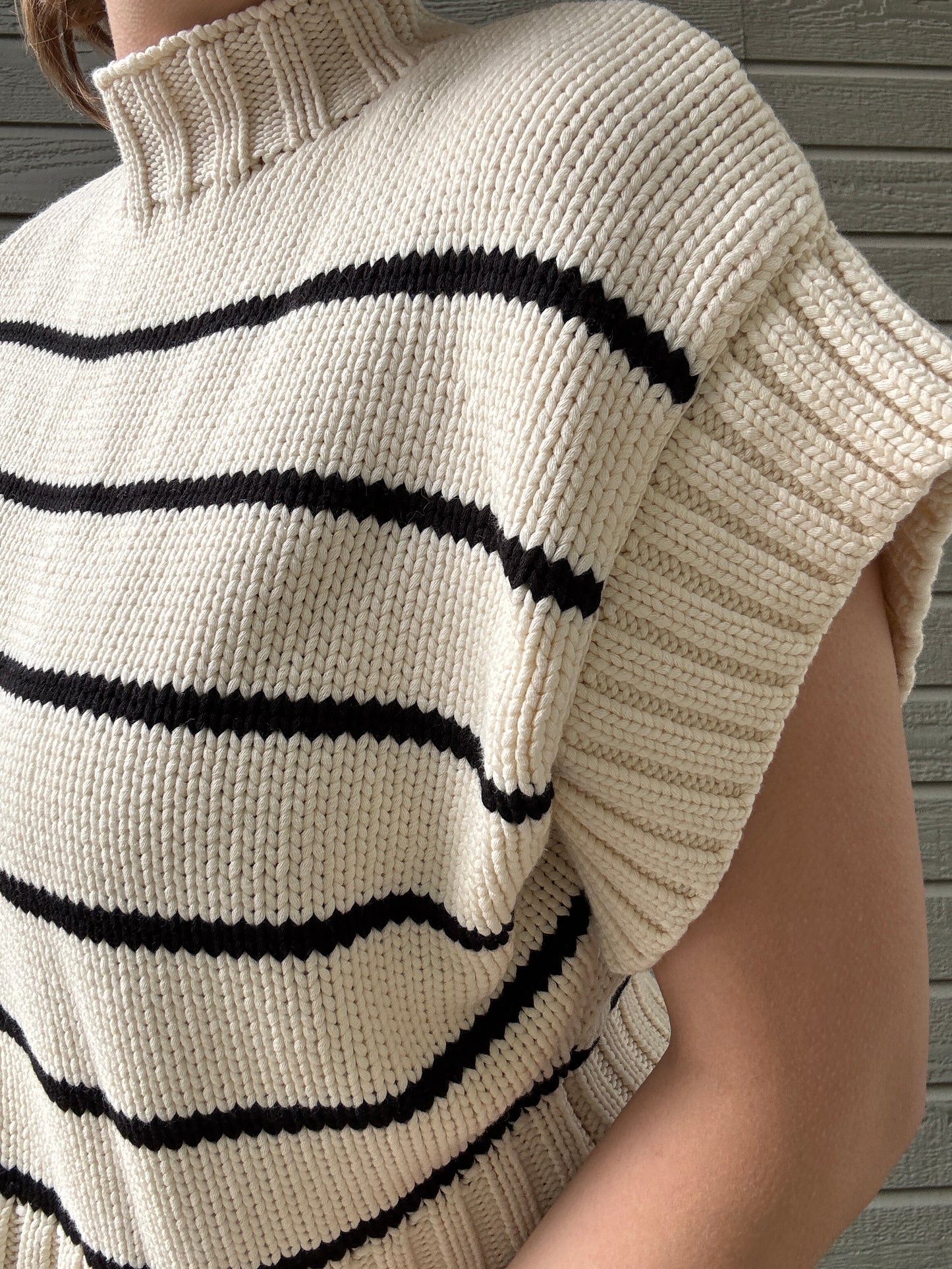 Striped Short Sleeve Sweater