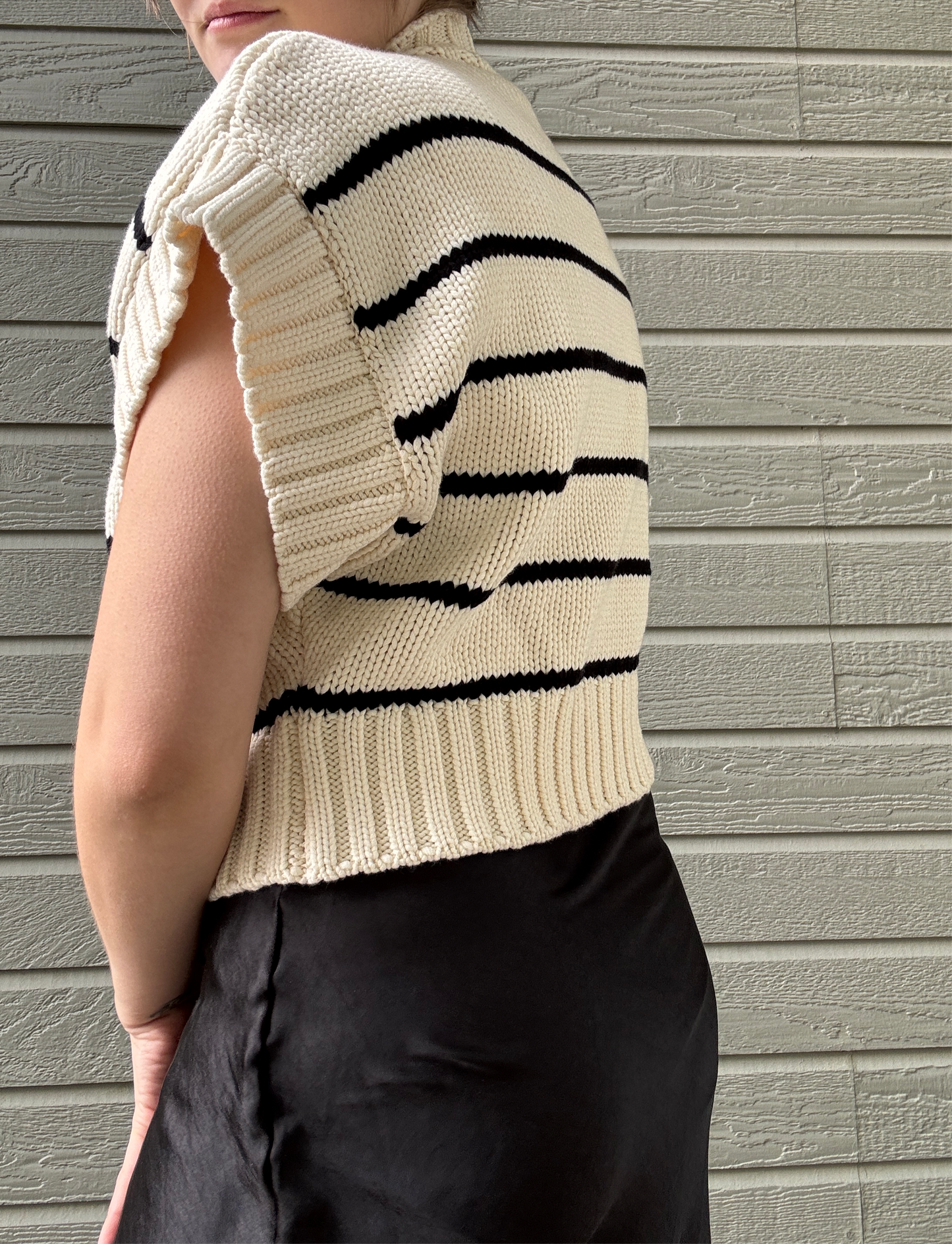 Striped Short Sleeve Sweater