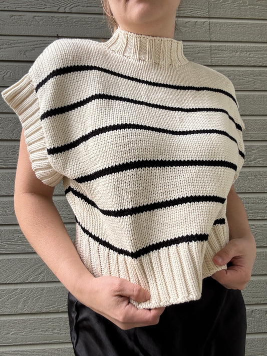 Striped Short Sleeve Sweater